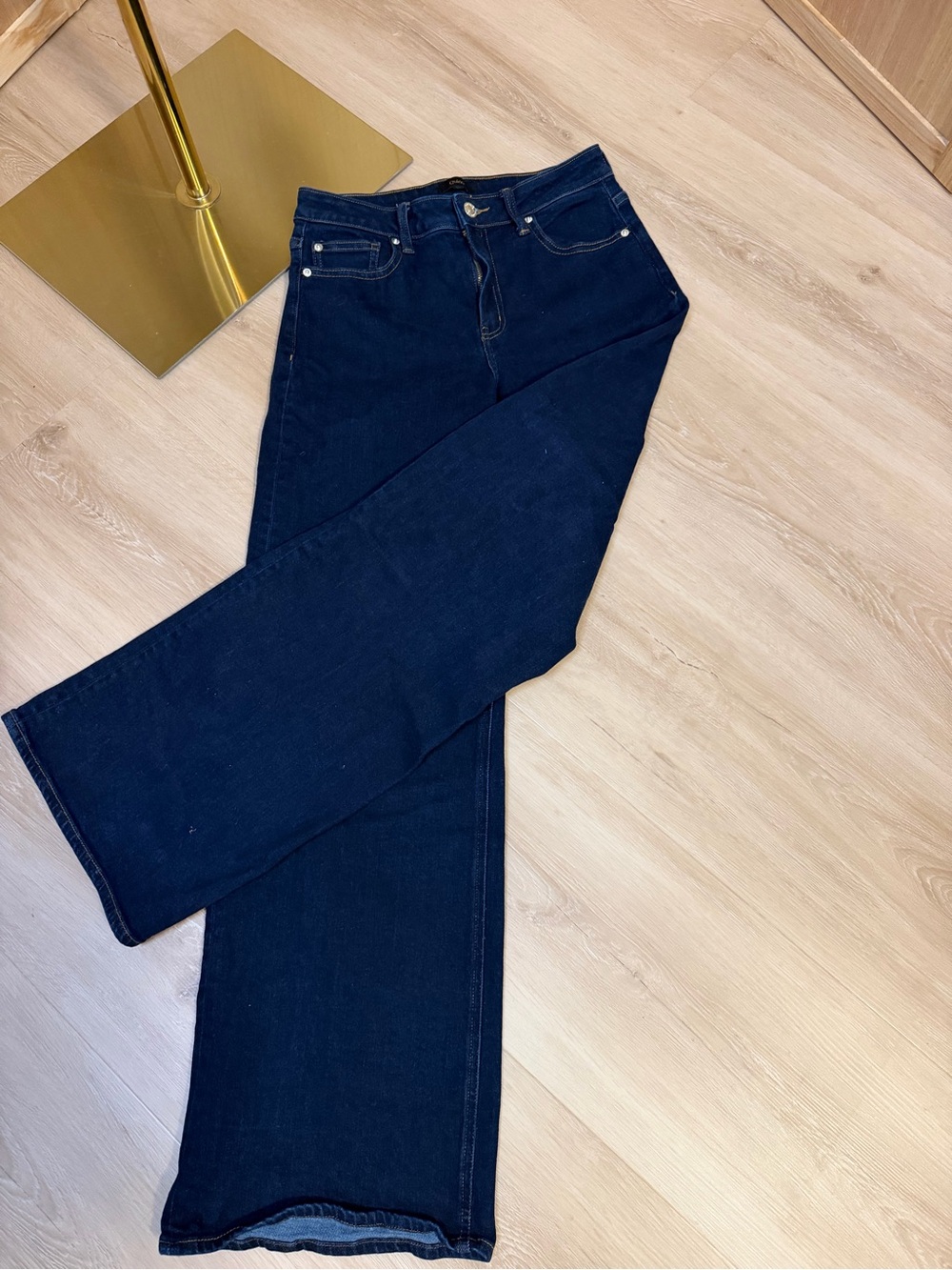 Quince Bella Stretch High Rise Wide Leg Jeans Dark Wash Size 28